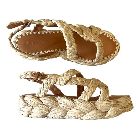 CLERGERIE Antona Size 41/US 10.5 Raffia Espadrille Slingback Platform Sandal NEW